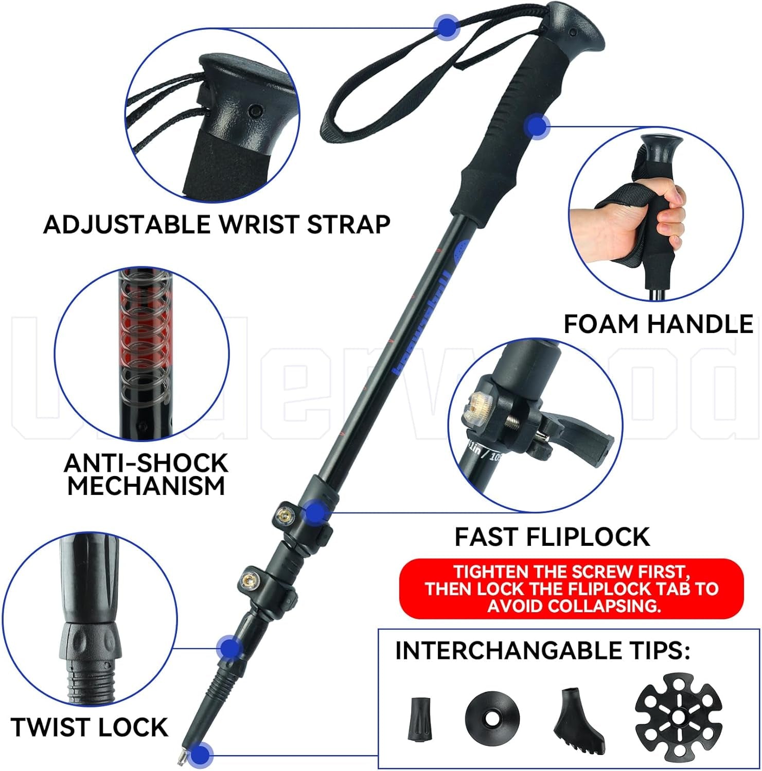 Collapsible Aluminum Trekking Poles – Lightweight Adjustable Hiking Sticks