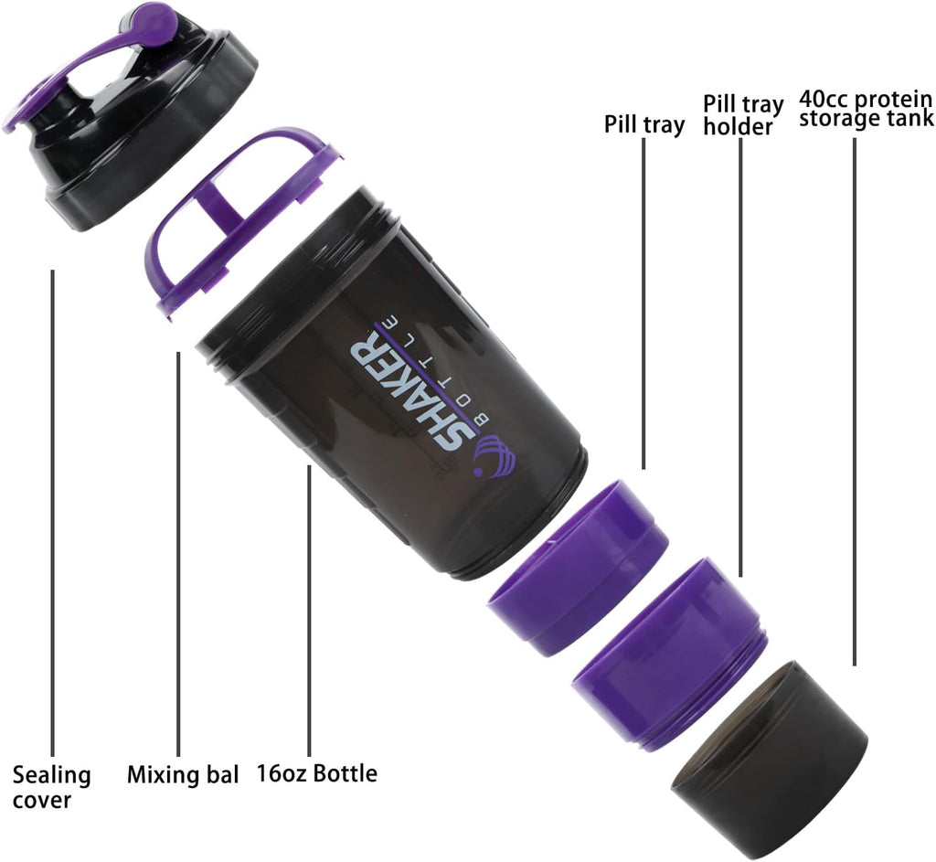 Protein Shaker Cup with Built-In Storage Compartment