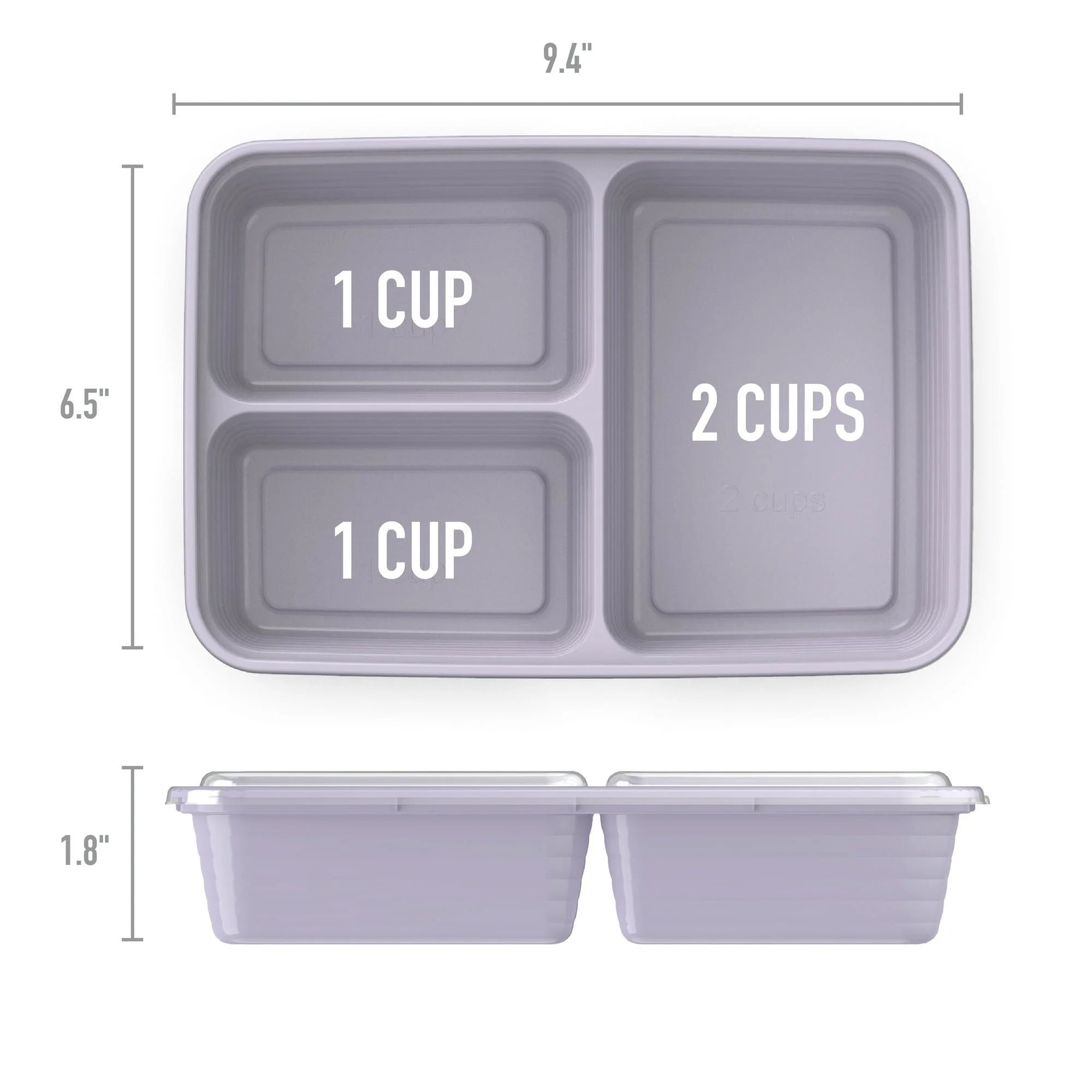 3-Compartment Meal Prep Containers for Gym Nutrition