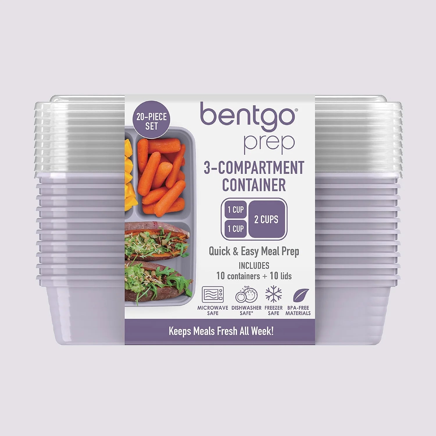 3-Compartment Meal Prep Containers for Gym Nutrition