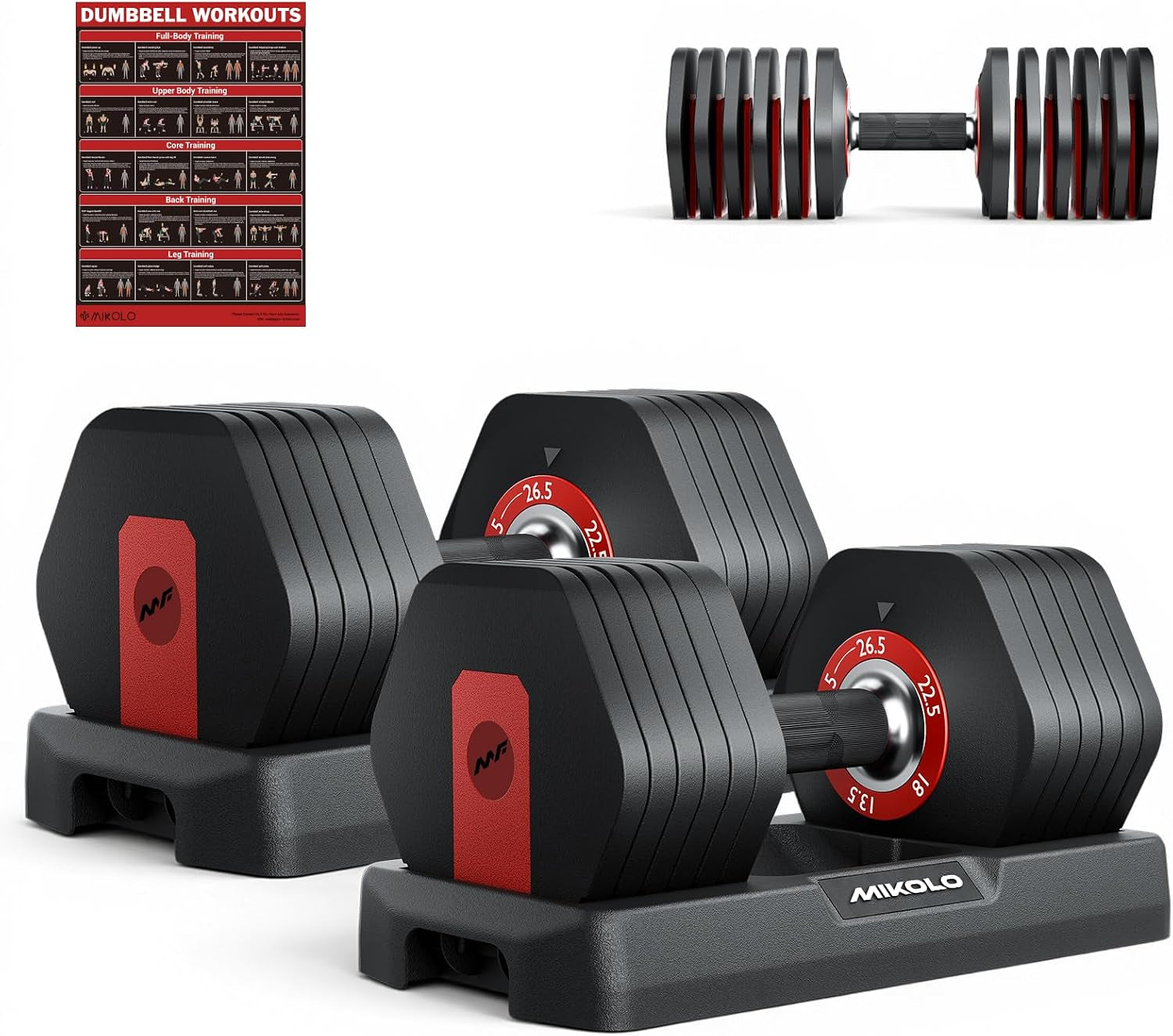 6-In-1 Adjustable Dumbbell Set (26.5Lb Pair) – Space-Saving Home Gym