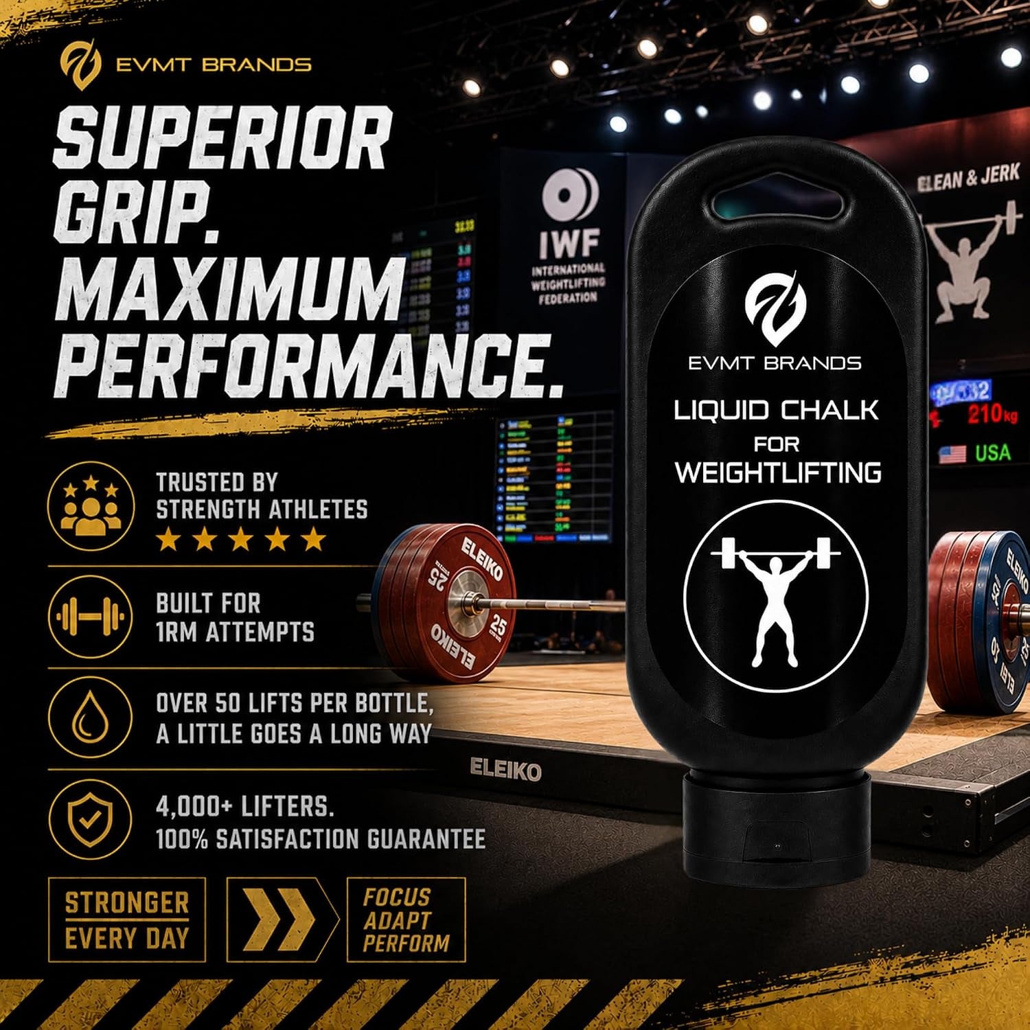 Liquid Chalk Grip Bottle for Weightlifting & Rock Climbing