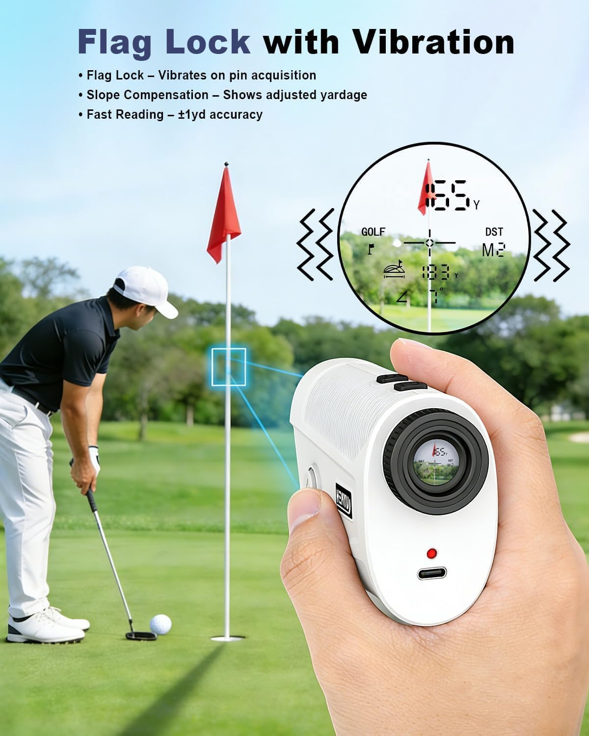 Golf Rangefinder with Slope – 1500-Yard Laser Range Finder, 7X Zoom