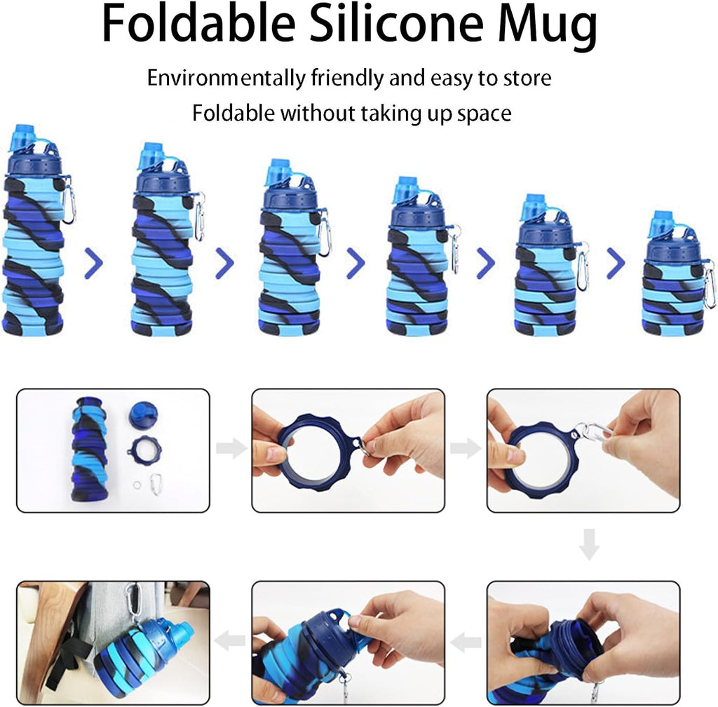 Collapsible Silicone Water Bottle for Travel & Outdoor Sports