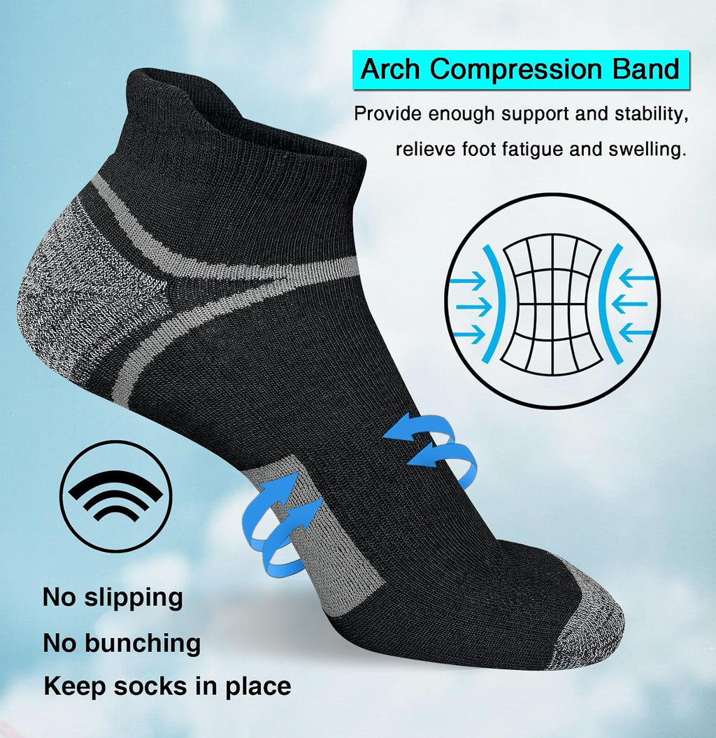 Anti-Blister Cushioned Running Socks – Moisture-Wicking 5-Pack