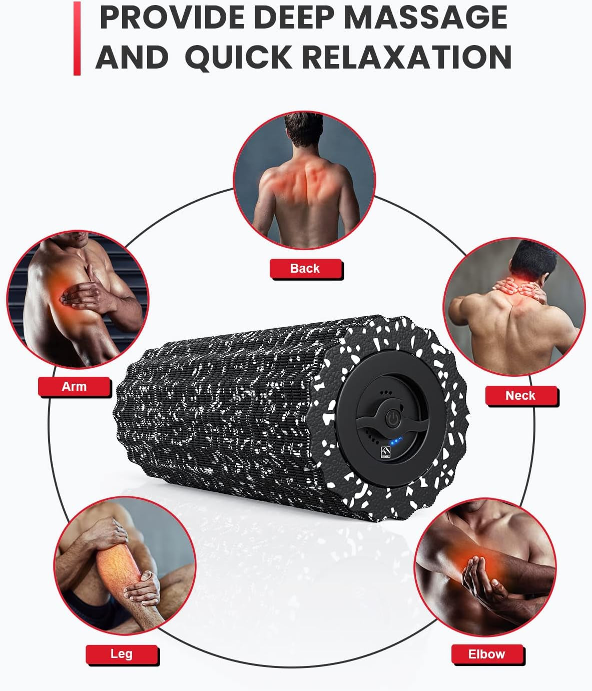 4-Speed Vibrating Foam Roller – Rechargeable Deep Muscle Massager