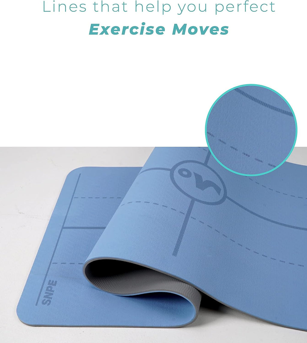 Non-Slip Yoga Mat with Posture Alignment Lines for Perfect Form