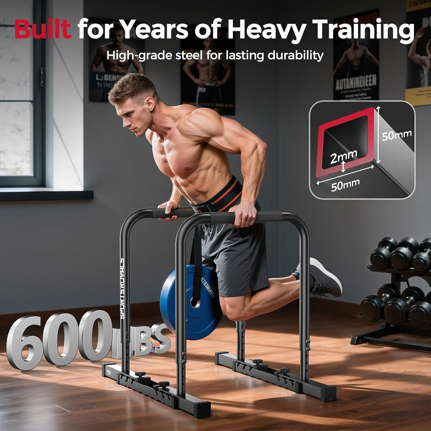 Adjustable Dip Bar & Parallette Station – Heavy-Duty Home Gym Equipment