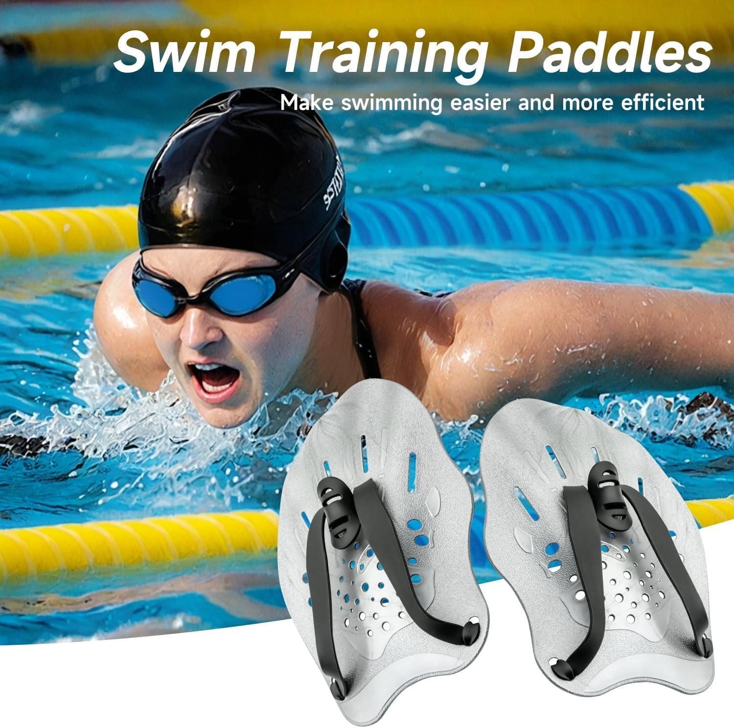 Swim Training Hand Paddles – Adjustable Resistance for Faster Strokes
