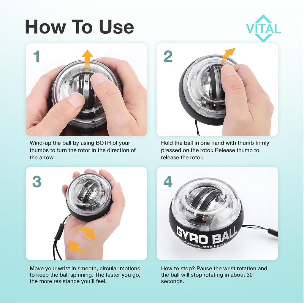 Gyroscopic Wrist Ball Forearm & Grip Strength Trainer