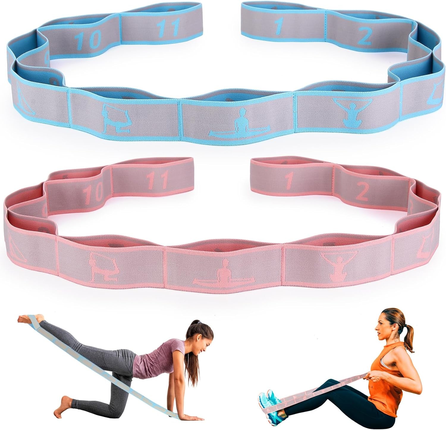 Elastic Stretching Strap with Loops for Yoga & Physical Therapy