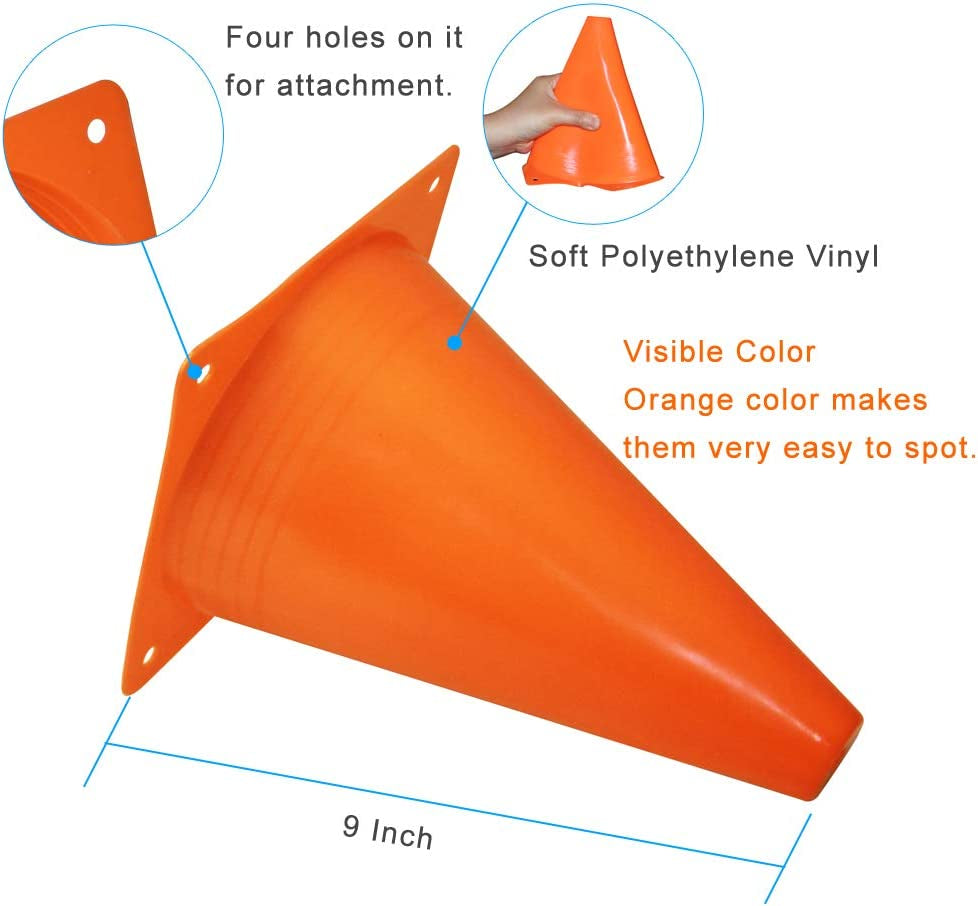 9-Inch Agility Training Cones (Set of 10) – Soccer & Speed Drill Markers