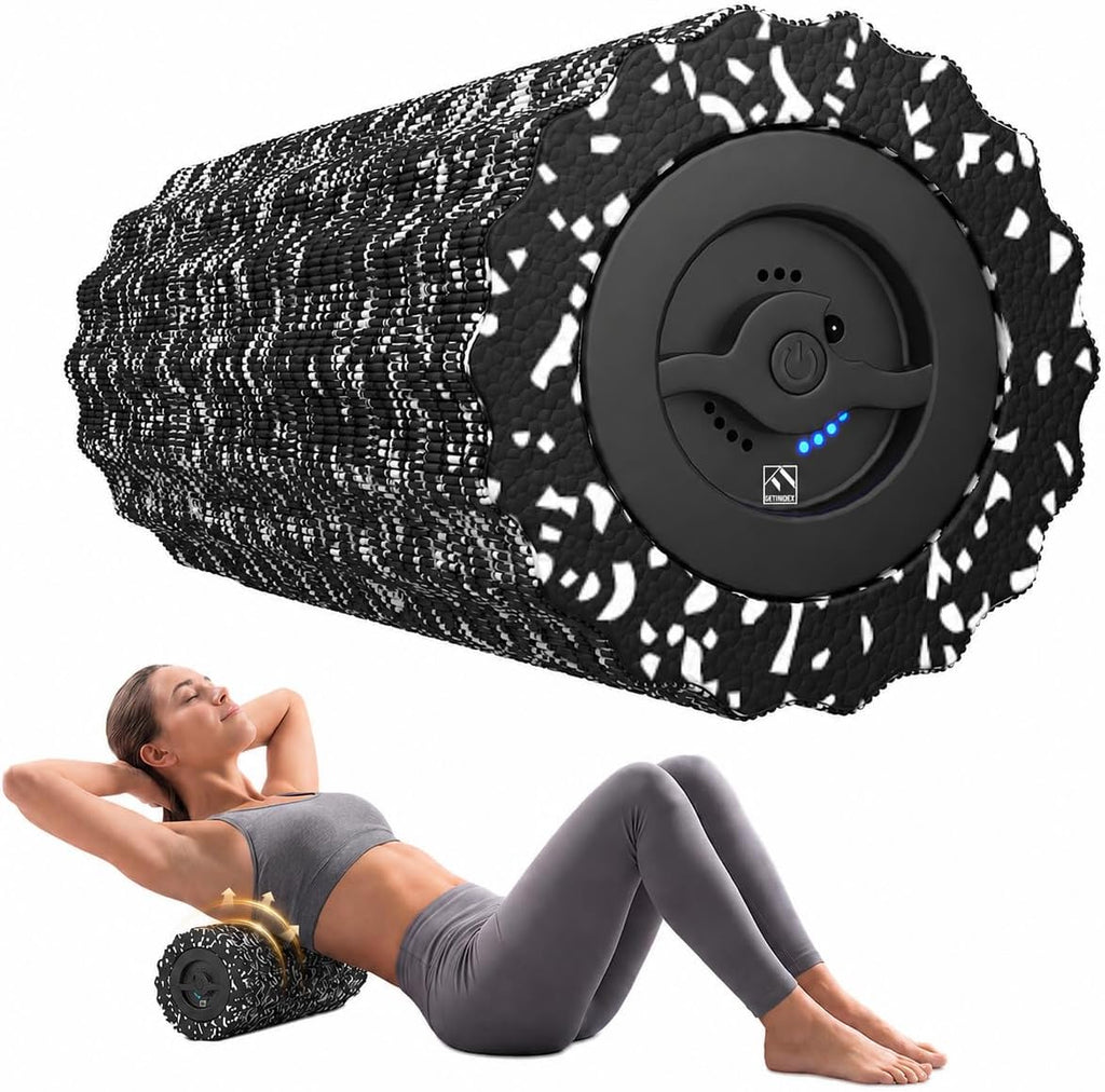 4-Speed Vibrating Foam Roller – Rechargeable Deep Muscle Massager