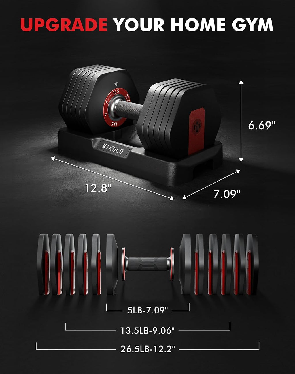 6-In-1 Adjustable Dumbbell Set (26.5Lb Pair) – Space-Saving Home Gym
