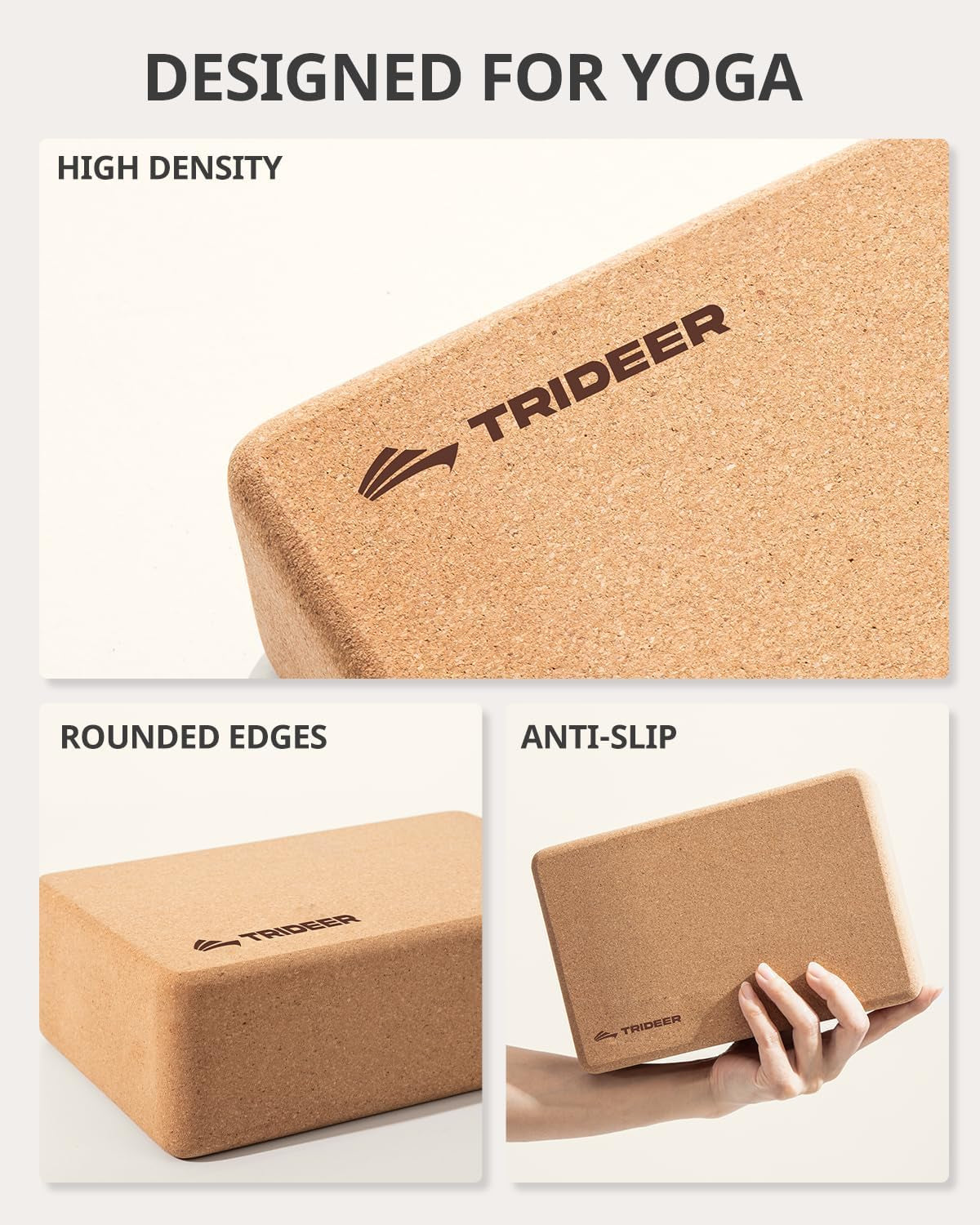 Natural Cork Yoga Blocks 2-Pack – Non-Slip Support for Stability