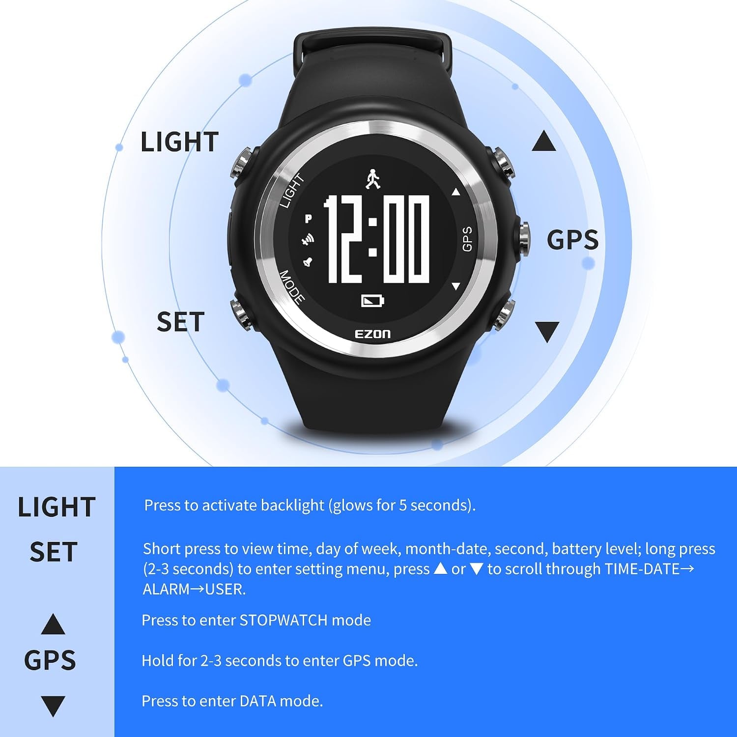 Budget GPS Running Watch with Pace, Distance & Calorie Tracker