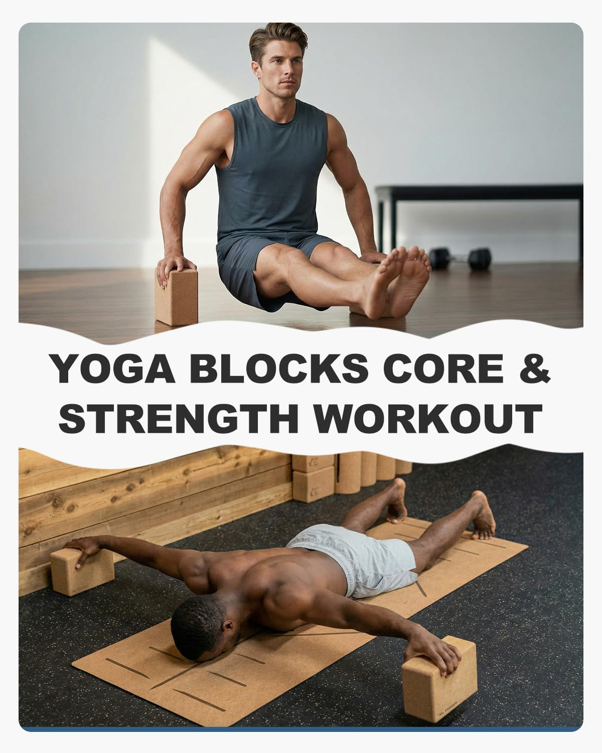 Natural Cork Yoga Blocks 2-Pack – Non-Slip Support for Stability