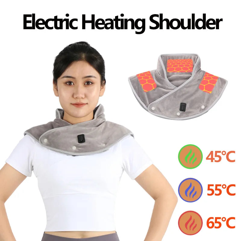 Electric Heating Neck & Shoulder Massager Wrap – USB Pain Relief Brace