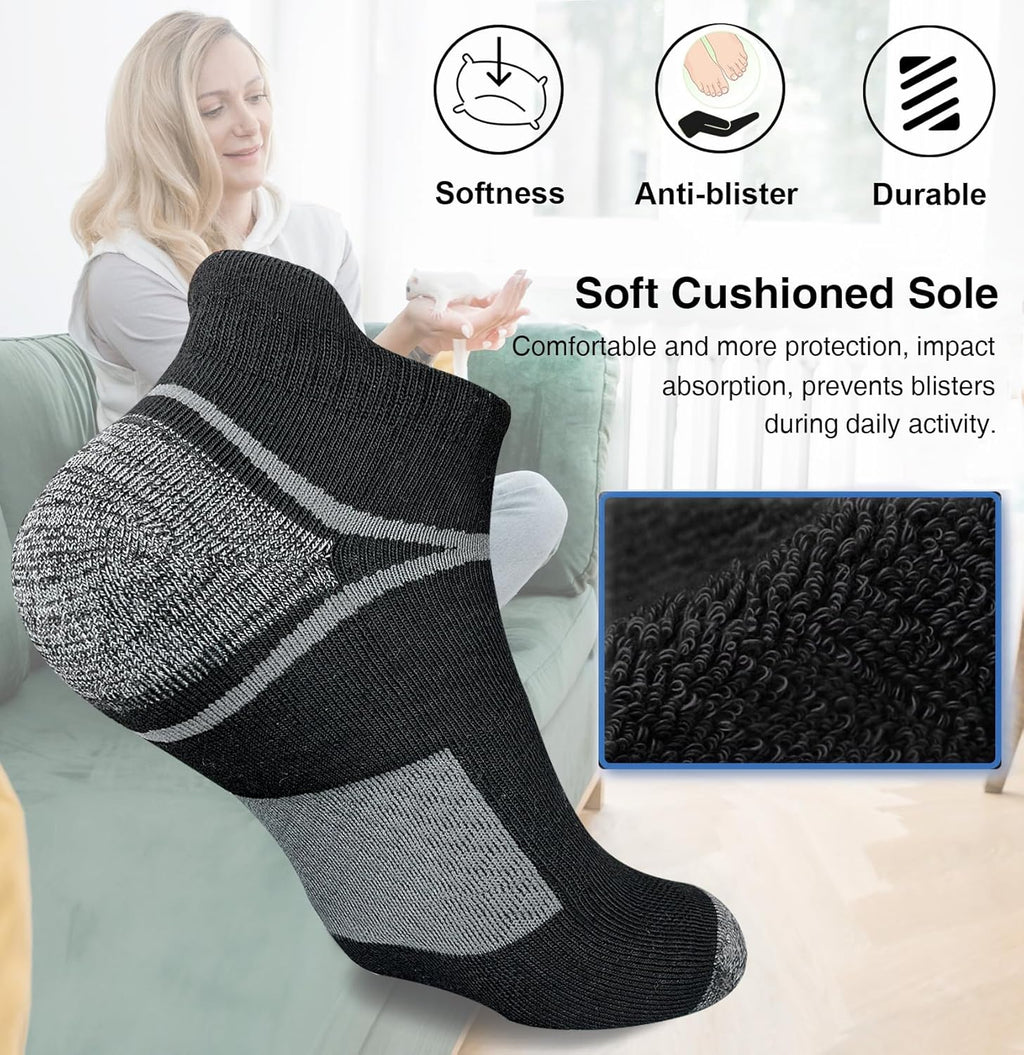 Anti-Blister Cushioned Running Socks – Moisture-Wicking 5-Pack