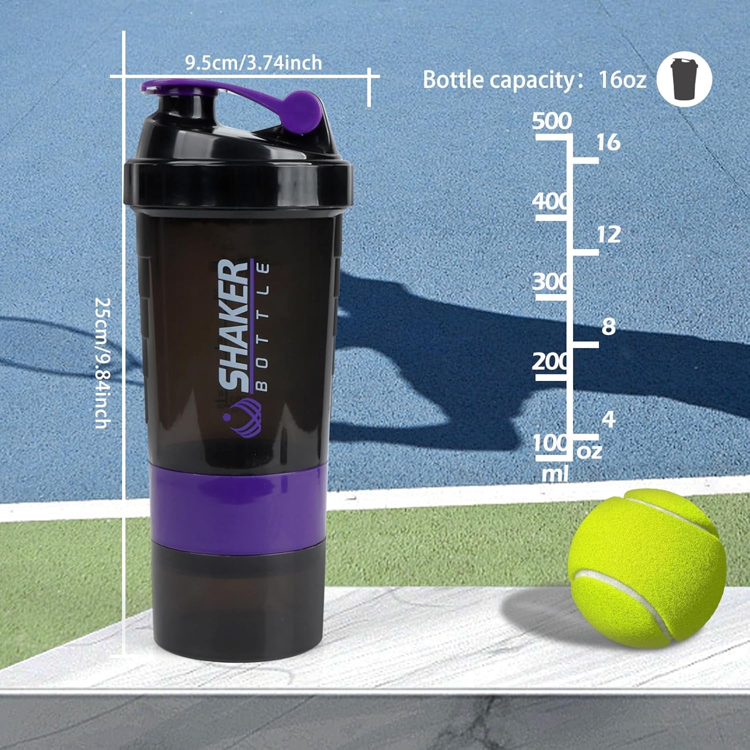 Protein Shaker Cup with Built-In Storage Compartment