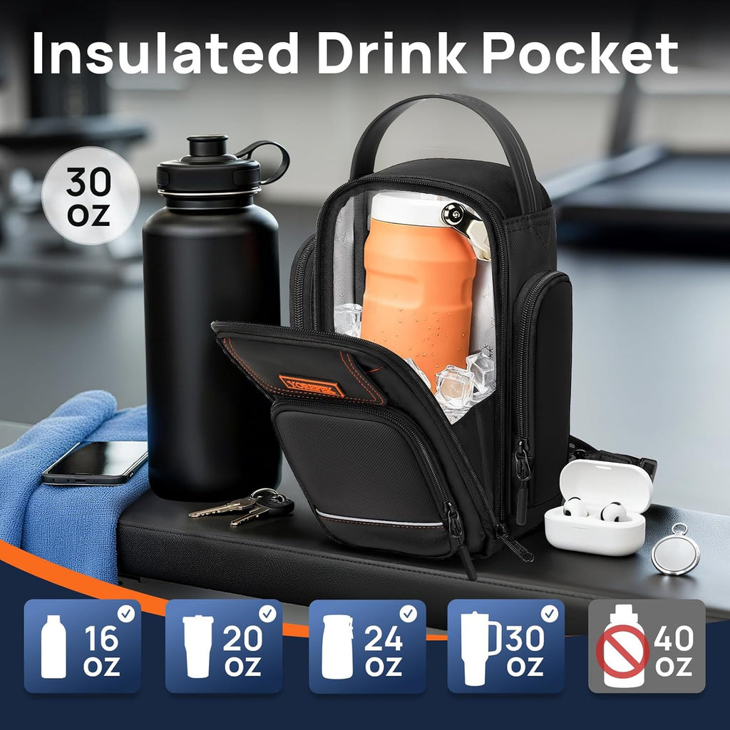 Magnetic Insulated Gym Bottle Carrier with Phone Pouch