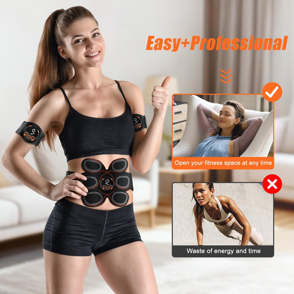 EMS Abs Muscle Stimulator – Toning Belt for Abdomen, Arms & Thighs