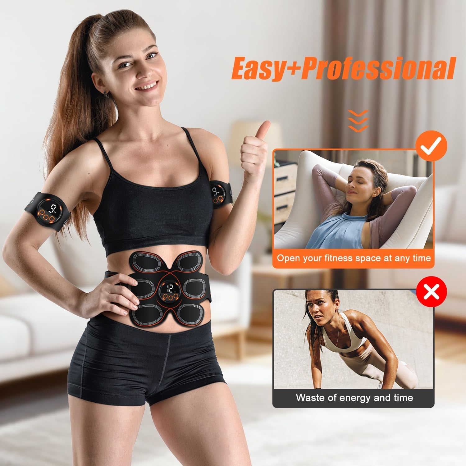 EMS Abs Muscle Stimulator – Toning Belt for Abdomen, Arms & Thighs