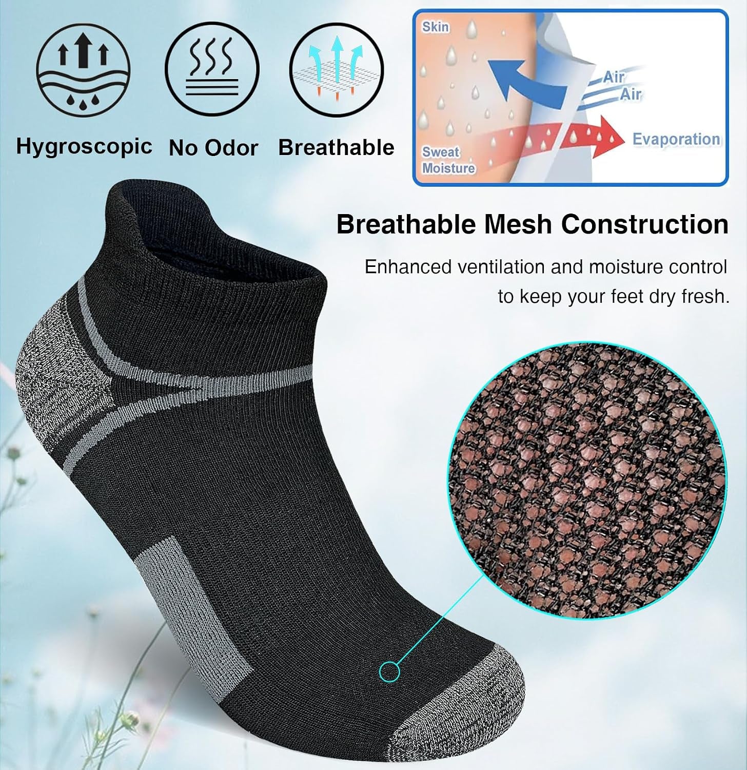 Anti-Blister Cushioned Running Socks – Moisture-Wicking 5-Pack