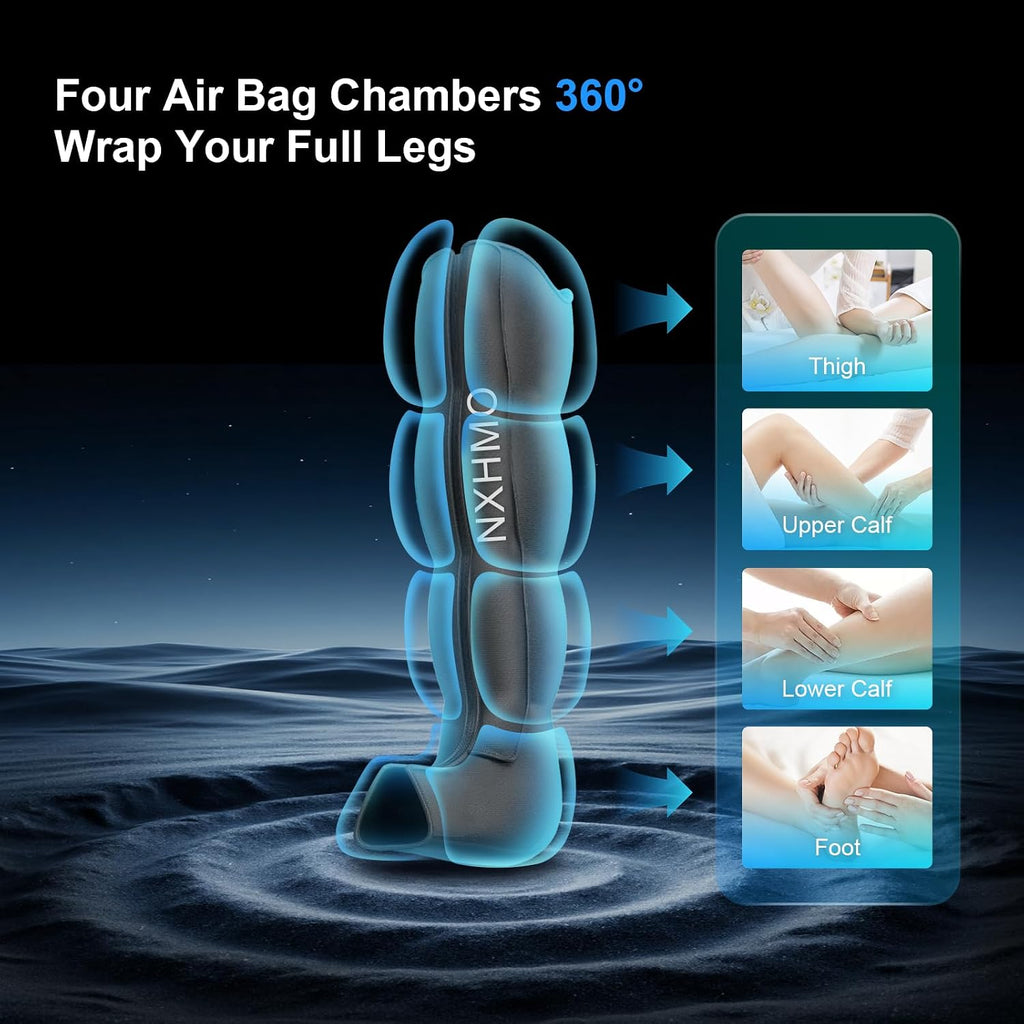 Sequential Air Compression Recovery Boots – Heat & Massage for Legs