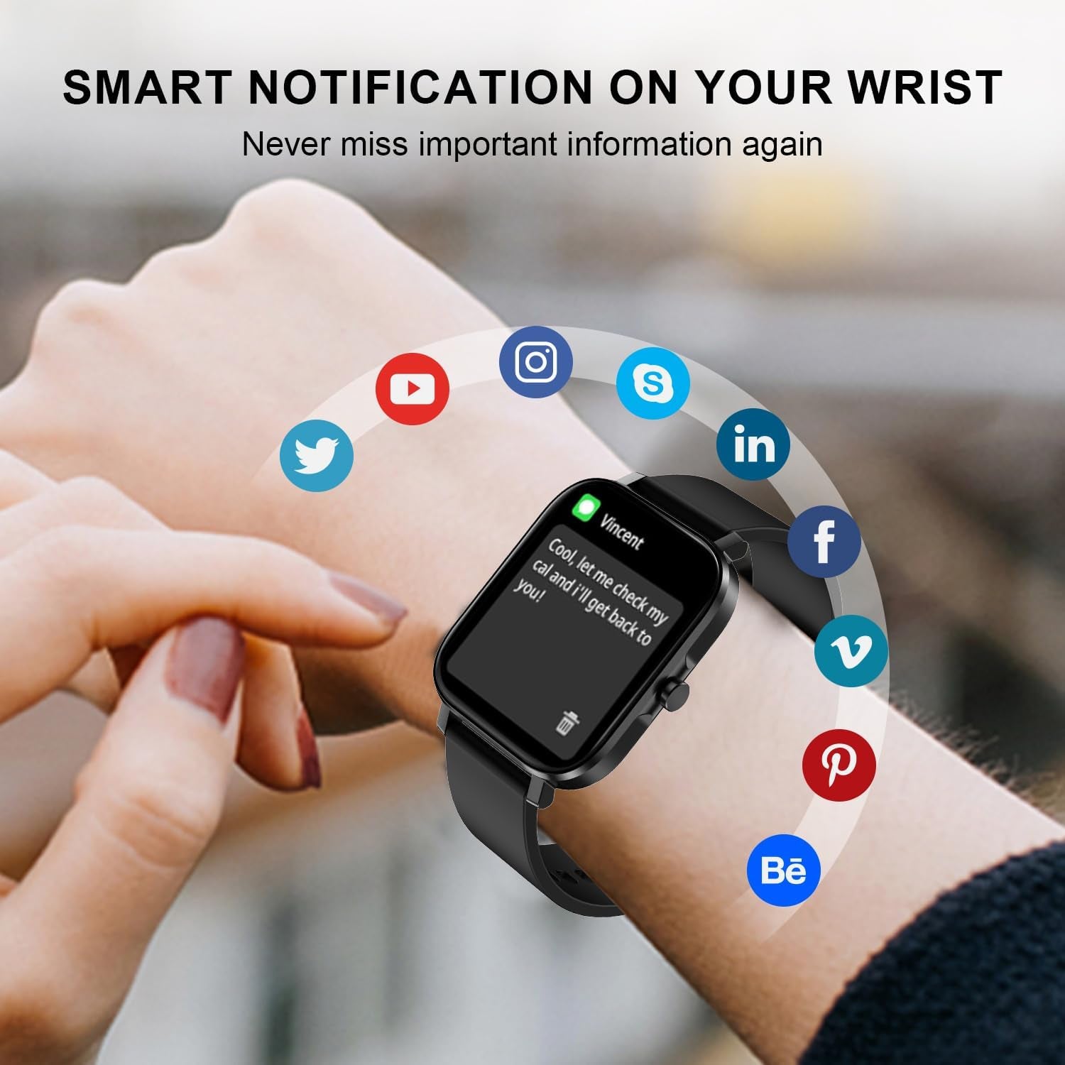 Smart Fitness Watch with Heart Rate, Spo2 & Sleep Tracking