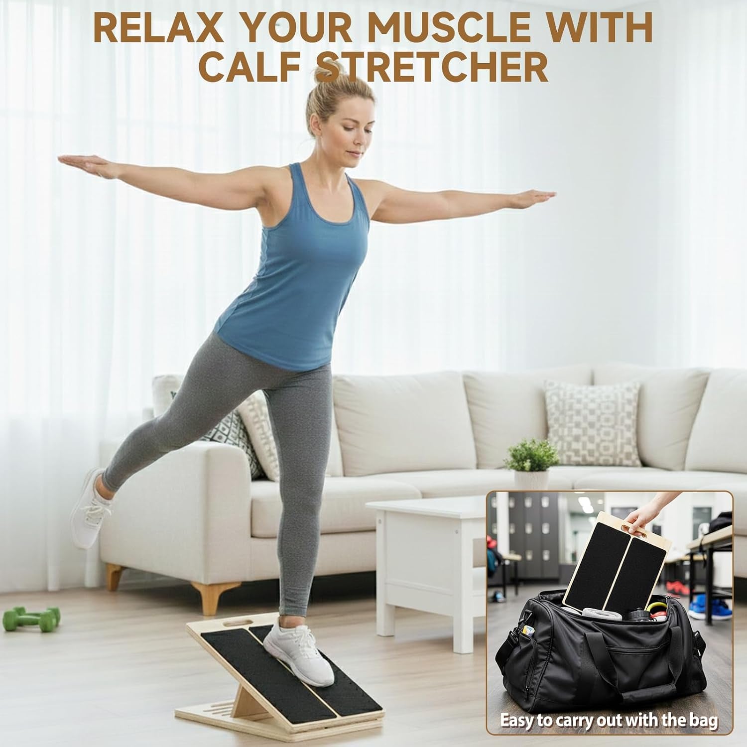 5-Level Wooden Calf Stretch Incline Board – Physical Therapy & Mobility