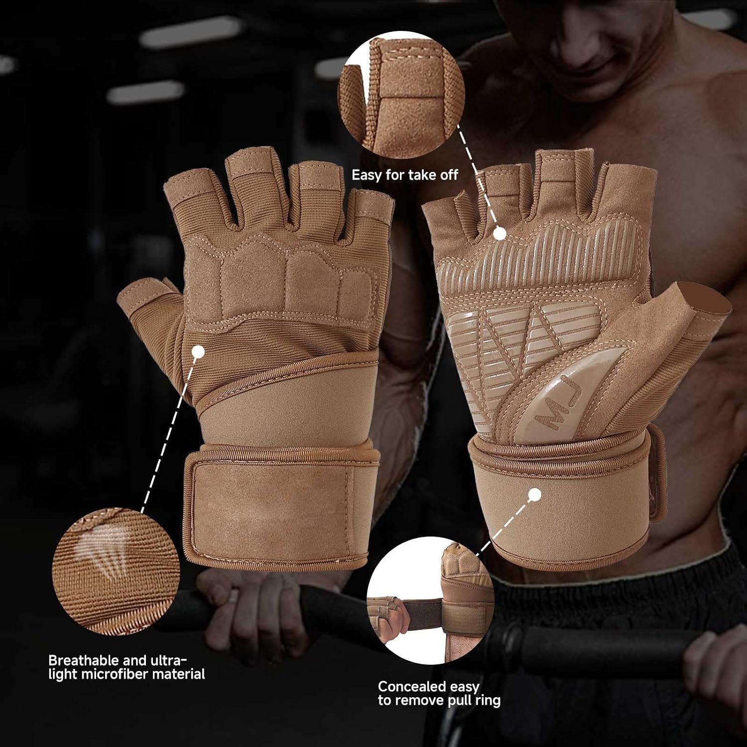 Anti-Slip Weightlifting Gloves with Wrist Wrap Support