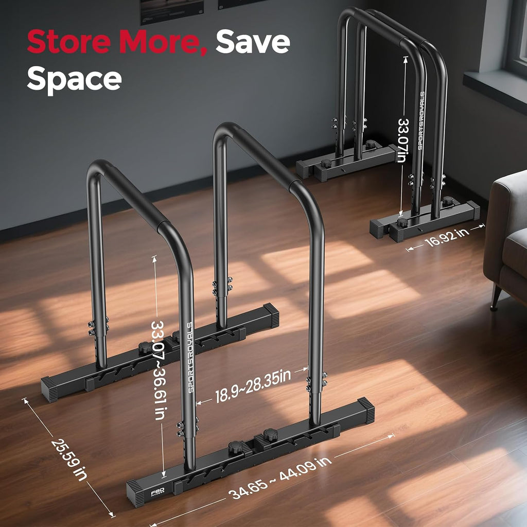 Adjustable Dip Bar & Parallette Station – Heavy-Duty Home Gym Equipment