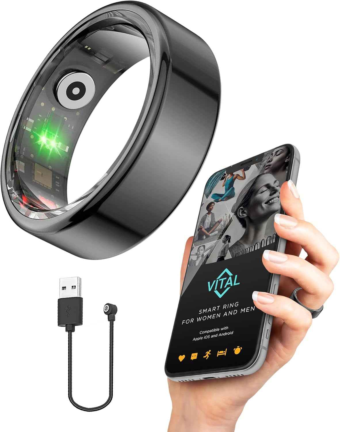 Smart Sleep & Recovery Tracker Ring with Heart Rate Monitor