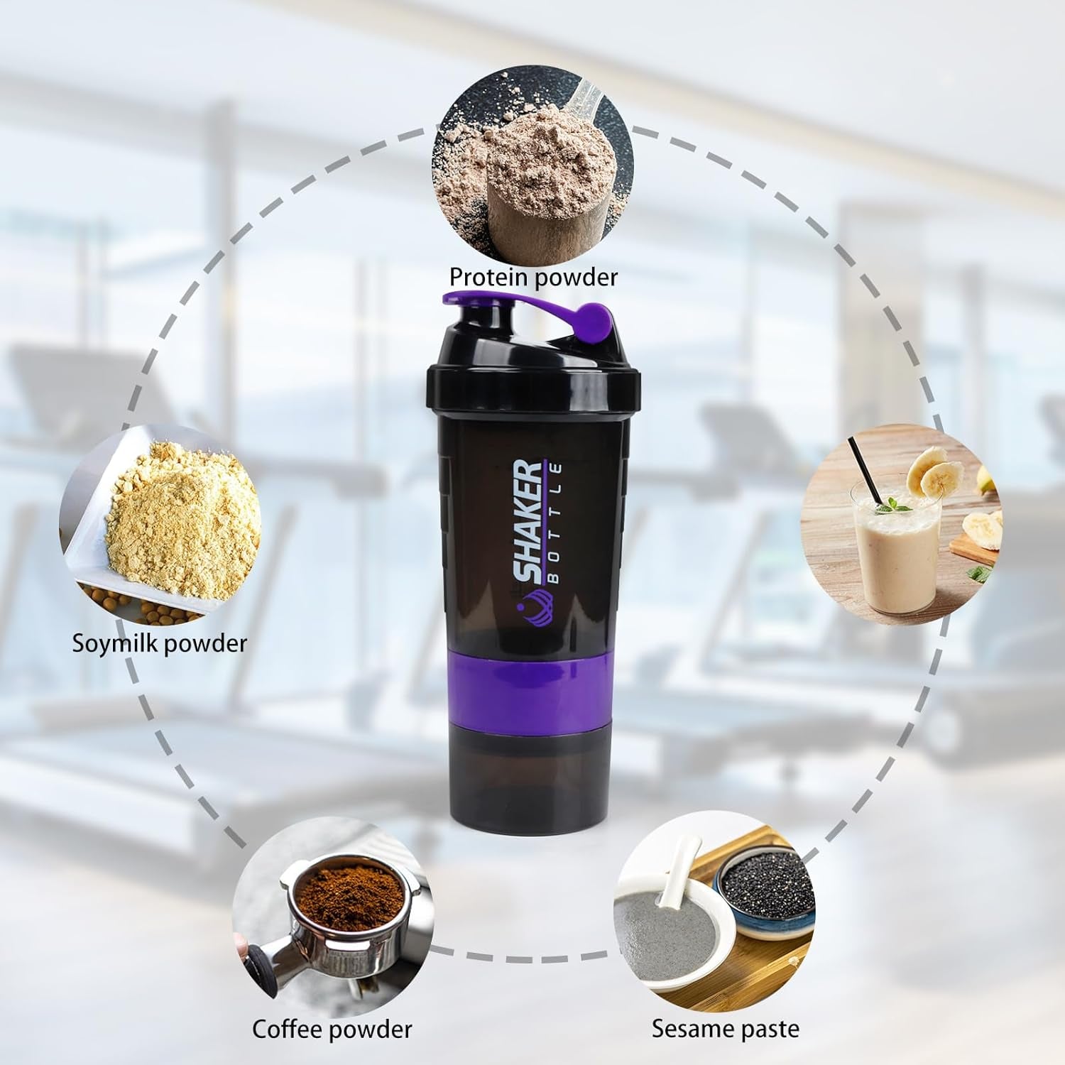 Protein Shaker Cup with Built-In Storage Compartment