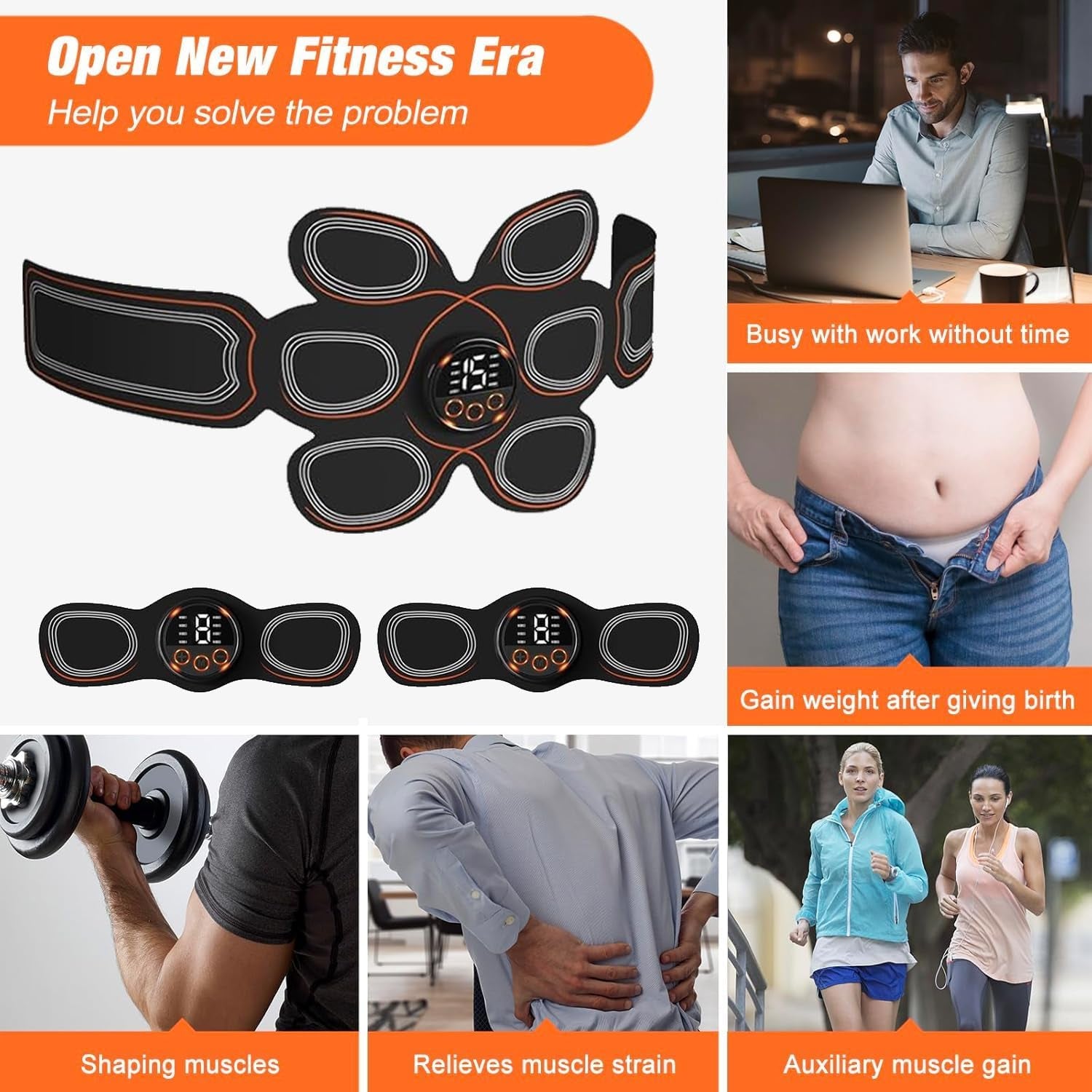 EMS Abs Muscle Stimulator – Toning Belt for Abdomen, Arms & Thighs