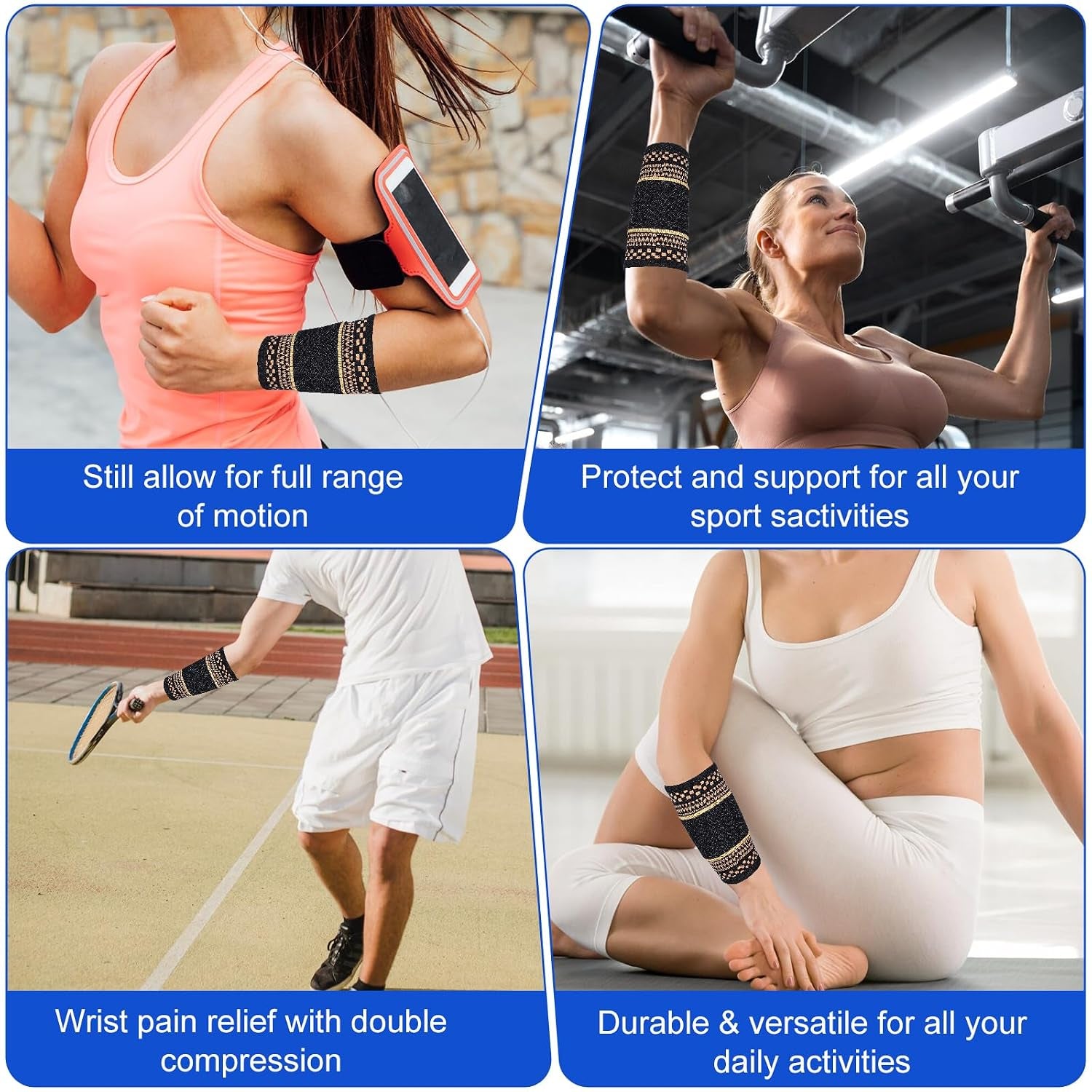 Copper-Infused Wrist Compression Sleeve for Workout Support