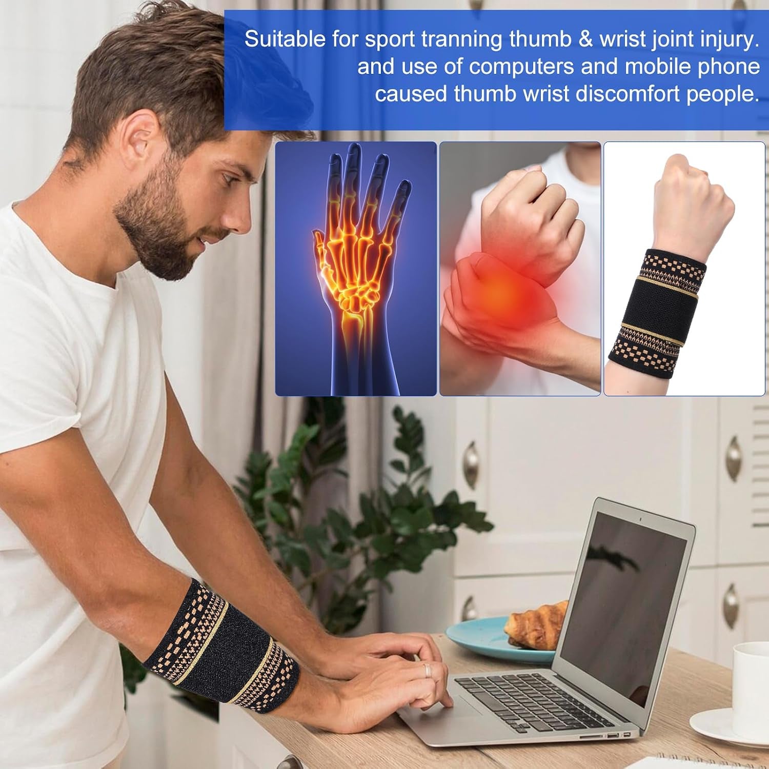 Copper-Infused Wrist Compression Sleeve for Workout Support