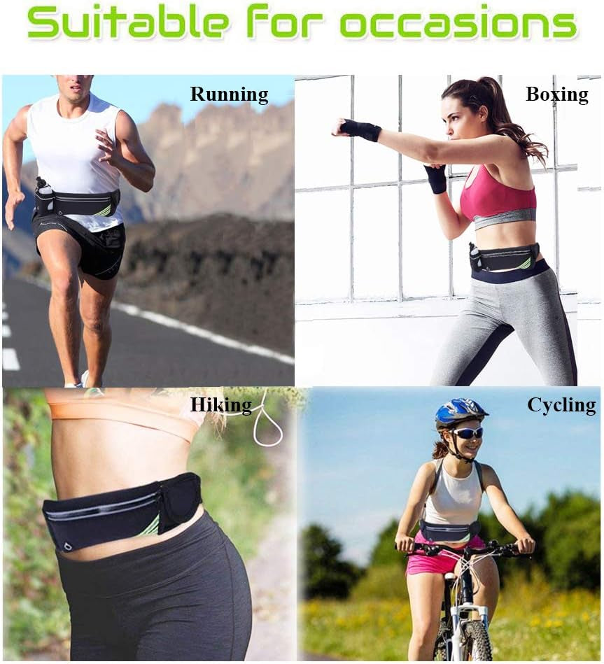 Reflective Running Belt with Water Bottle Holder & Phone Pouch