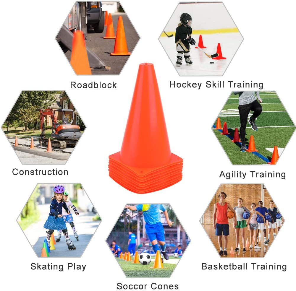 9-Inch Agility Training Cones (Set of 10) – Soccer & Speed Drill Markers