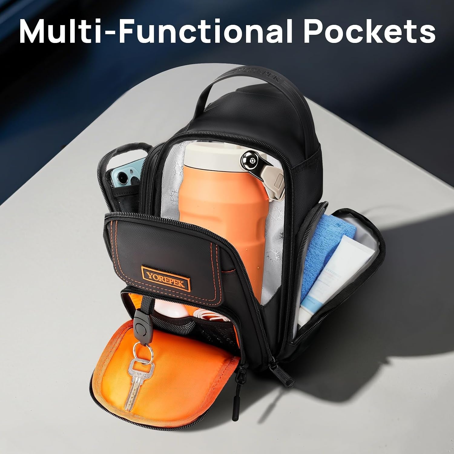 Magnetic Insulated Gym Bottle Carrier with Phone Pouch