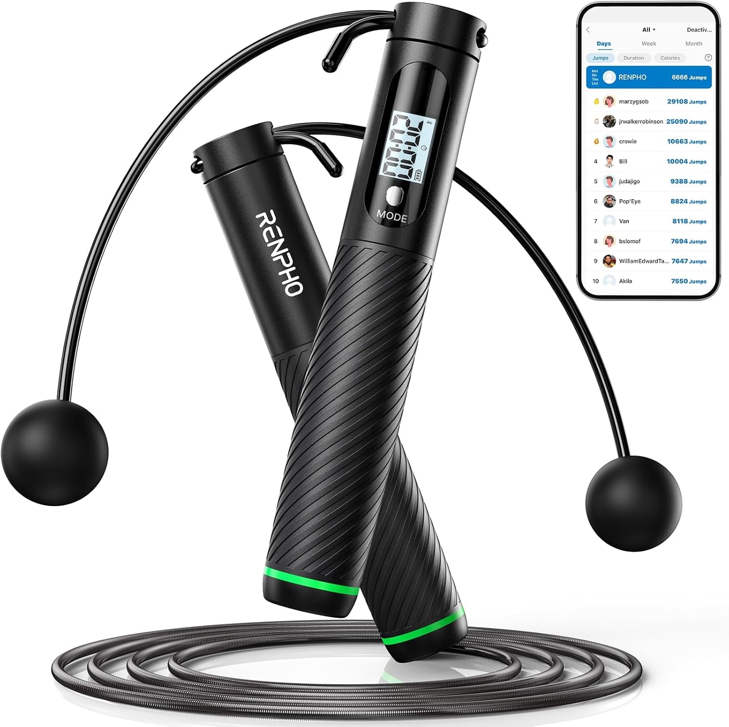 Smart Cordless Jump Rope with Digital Counter & Calorie Tracker