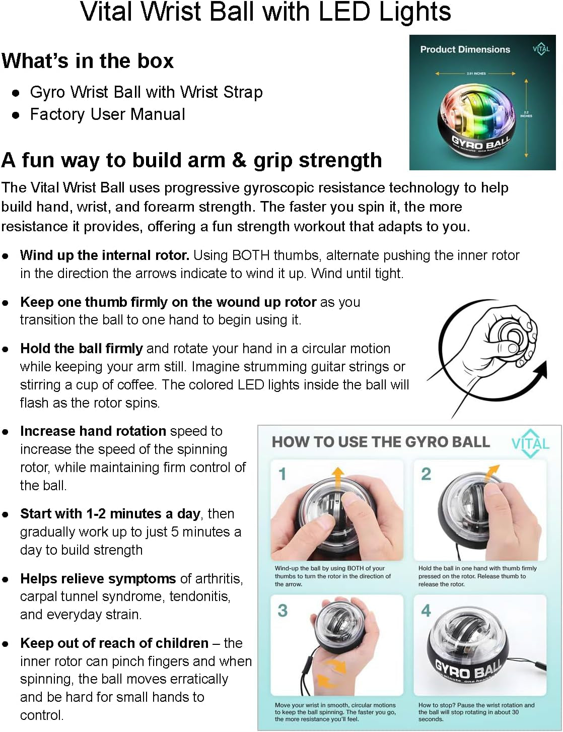 Gyroscopic Wrist Ball Forearm & Grip Strength Trainer
