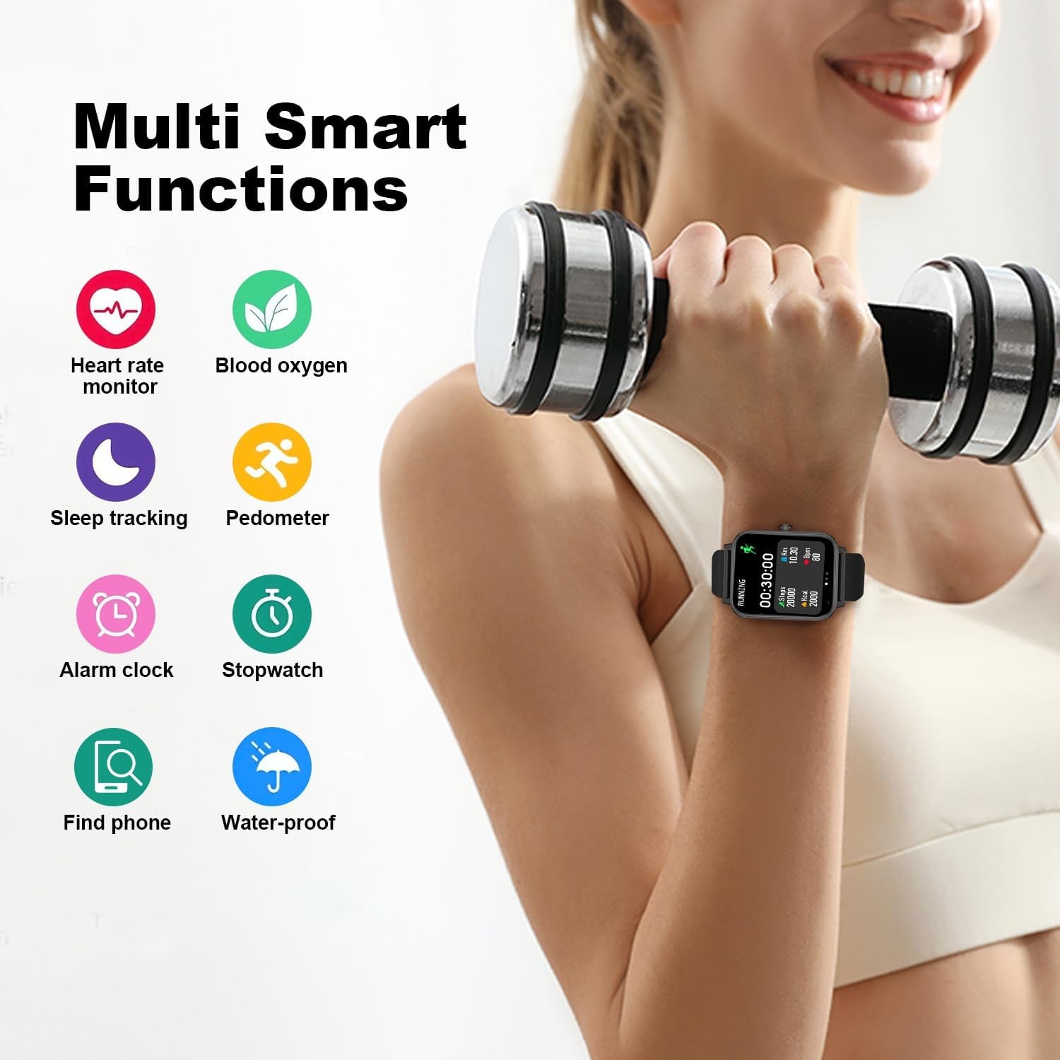 Smart Fitness Watch with Heart Rate, Spo2 & Sleep Tracking