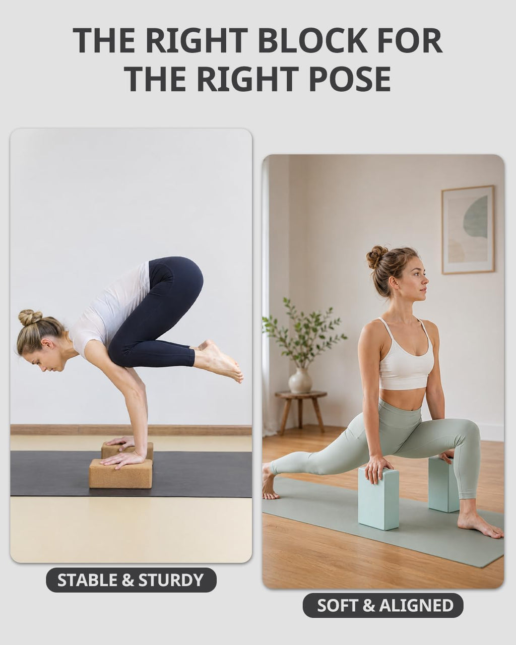 Natural Cork Yoga Blocks 2-Pack – Non-Slip Support for Stability