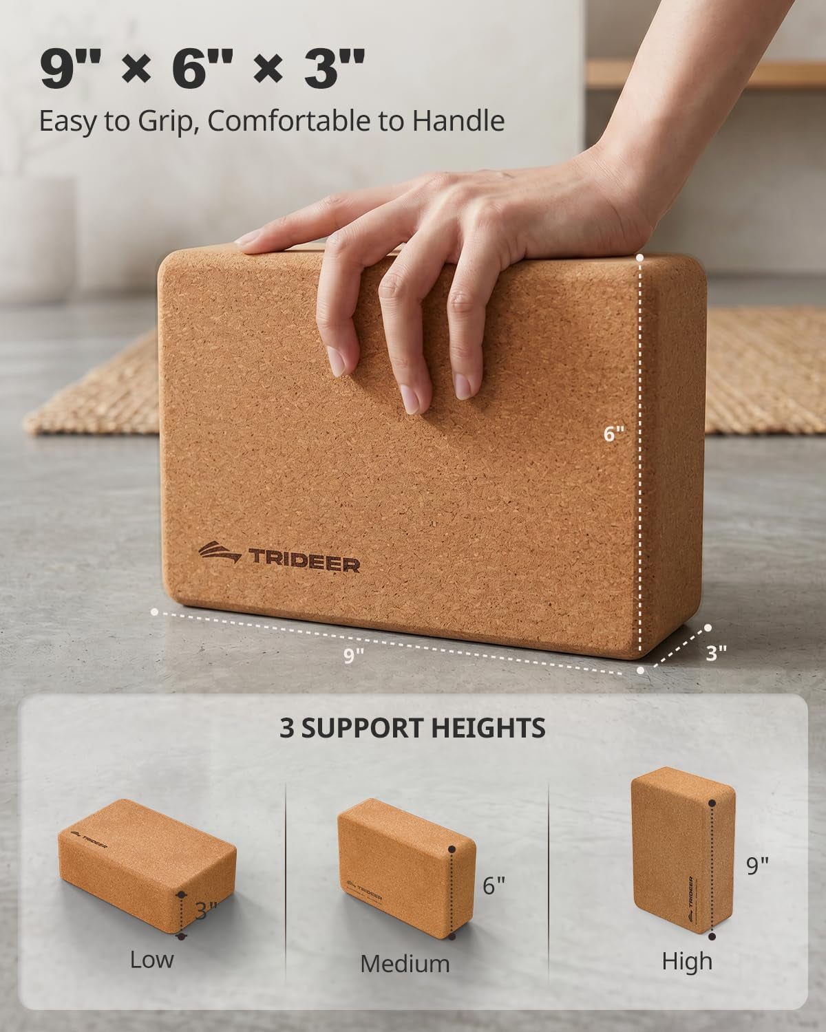 Natural Cork Yoga Blocks 2-Pack – Non-Slip Support for Stability