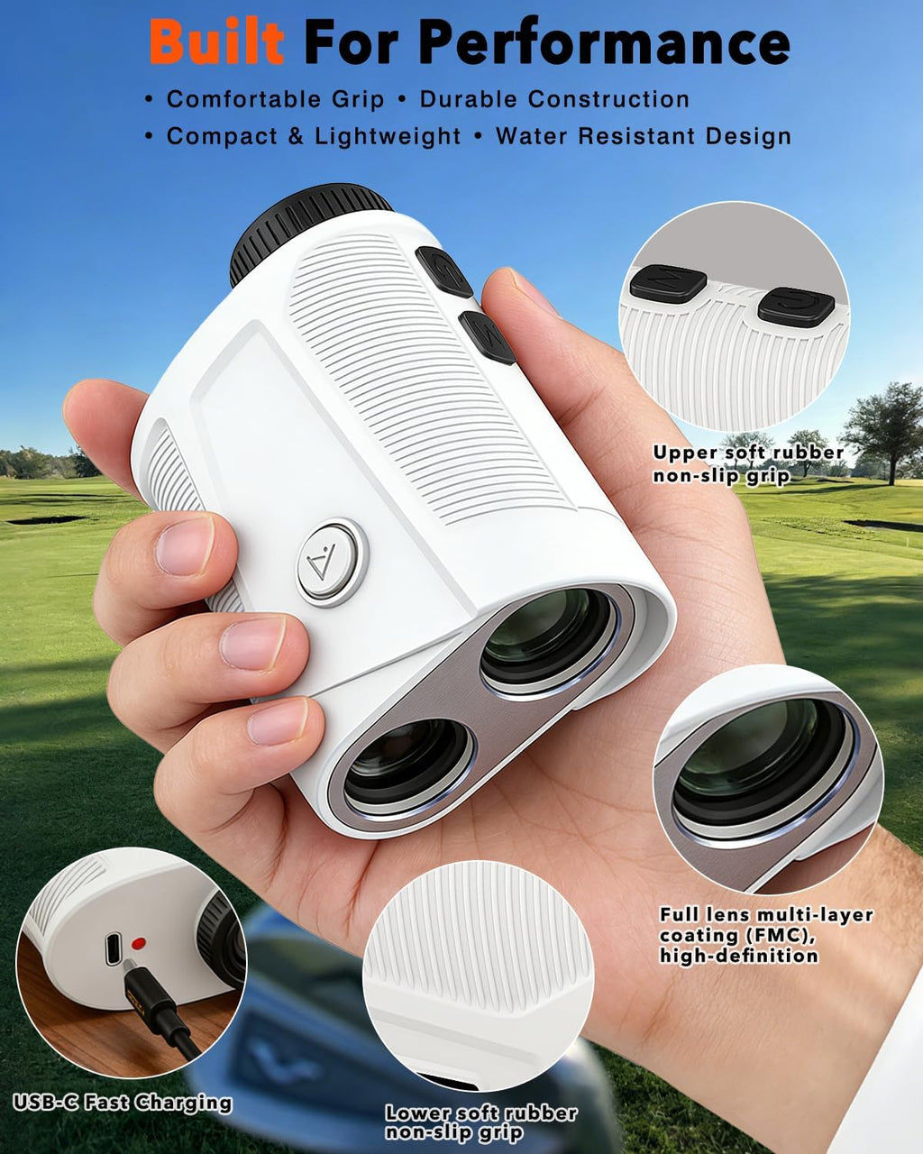 Golf Rangefinder with Slope – 1500-Yard Laser Range Finder, 7X Zoom