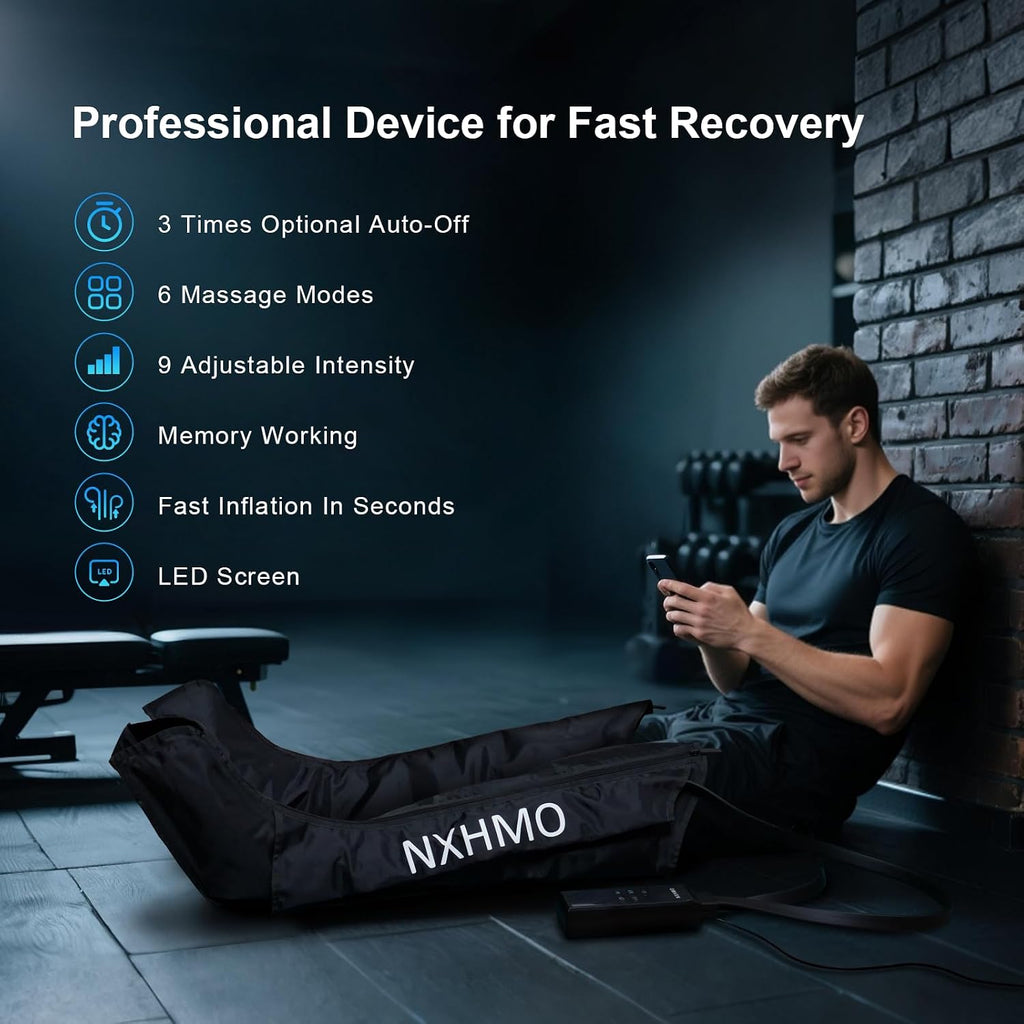 Sequential Air Compression Recovery Boots – Heat & Massage for Legs
