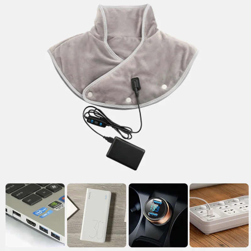 Electric Heating Neck & Shoulder Massager Wrap – USB Pain Relief Brace