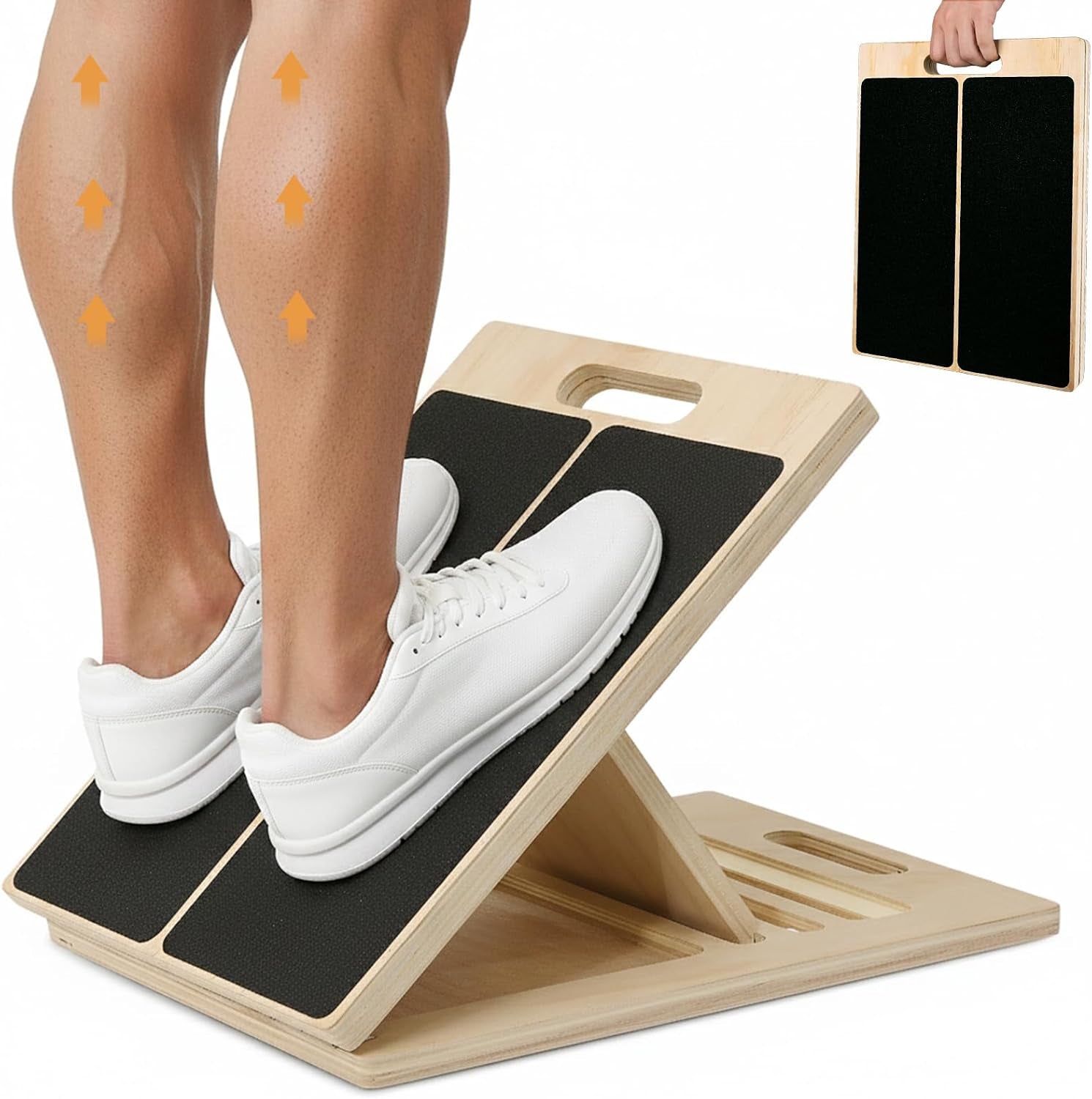 5-Level Wooden Calf Stretch Incline Board – Physical Therapy & Mobility
